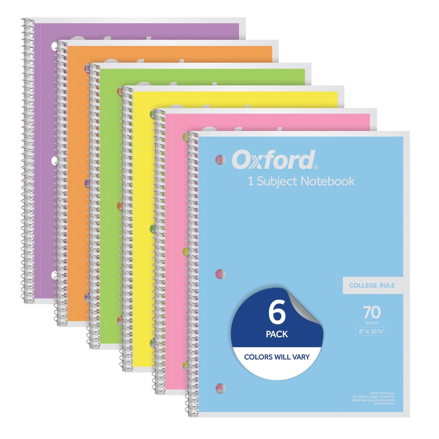 Oxford 6-Pack Spiral Notebooks – Pastel