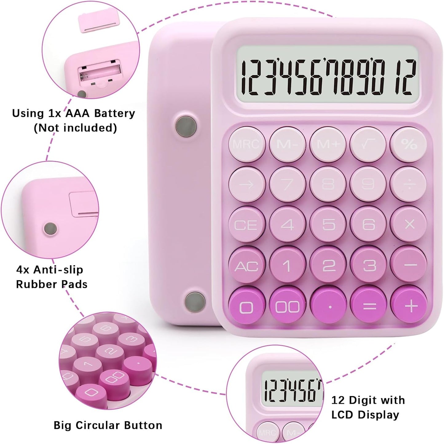 UPIHO Black 12-Digit Calculator