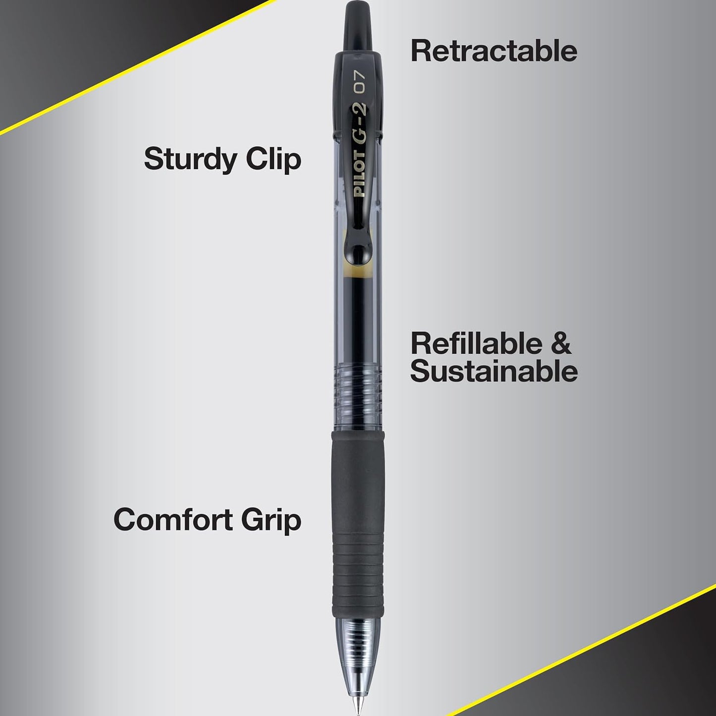 Pilot G2 Gel Pens 0.7mm – Black, 12 Pack