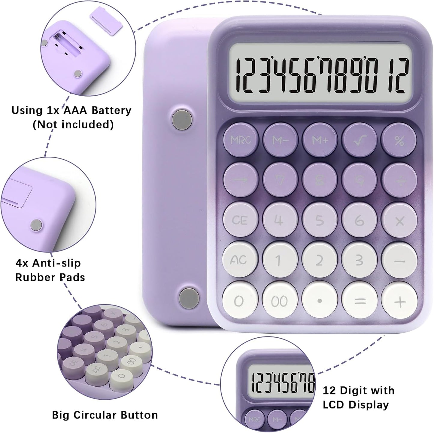 UPIHO Black 12-Digit Calculator