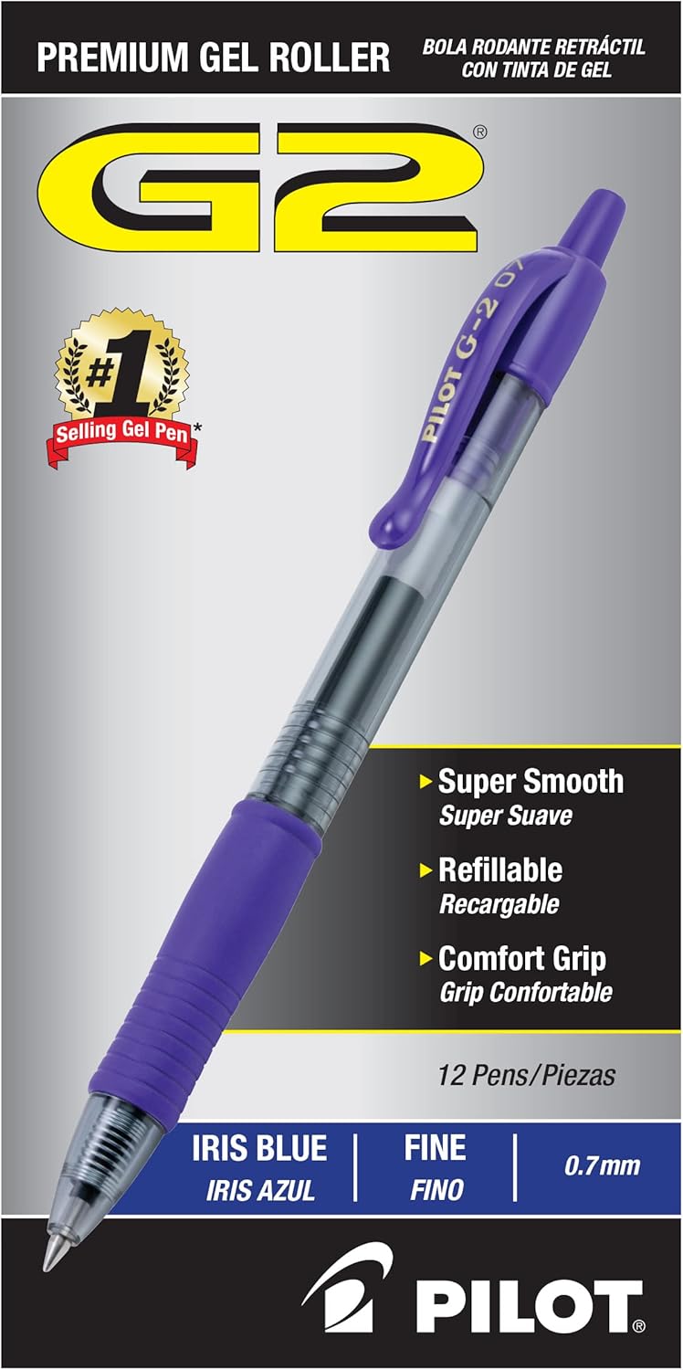 Pilot G2 Gel Pens 0.7mm – Black, 12 Pack