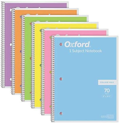 Oxford 6-Pack Spiral Notebooks – Pastel