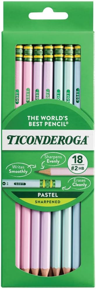 Ticonderoga Pre-Sharpened Pastel Pencils 18-Pack