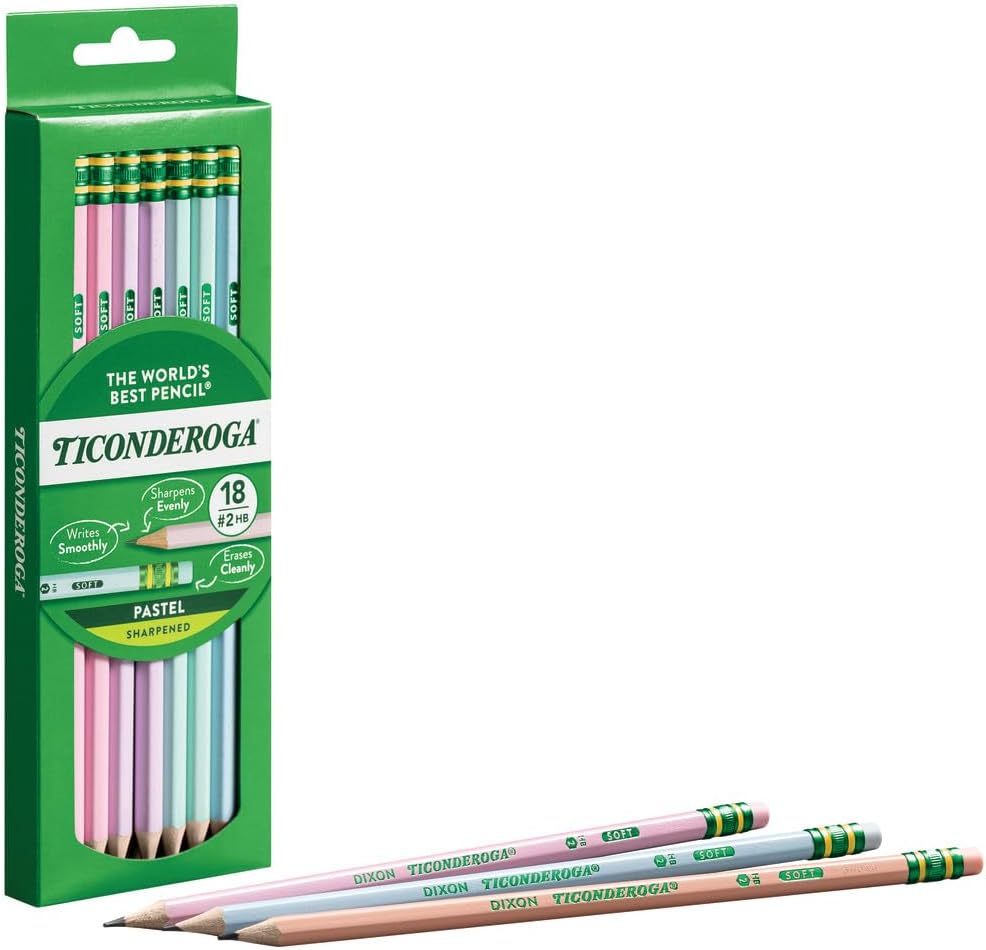 Ticonderoga Pre-Sharpened Pastel Pencils 18-Pack
