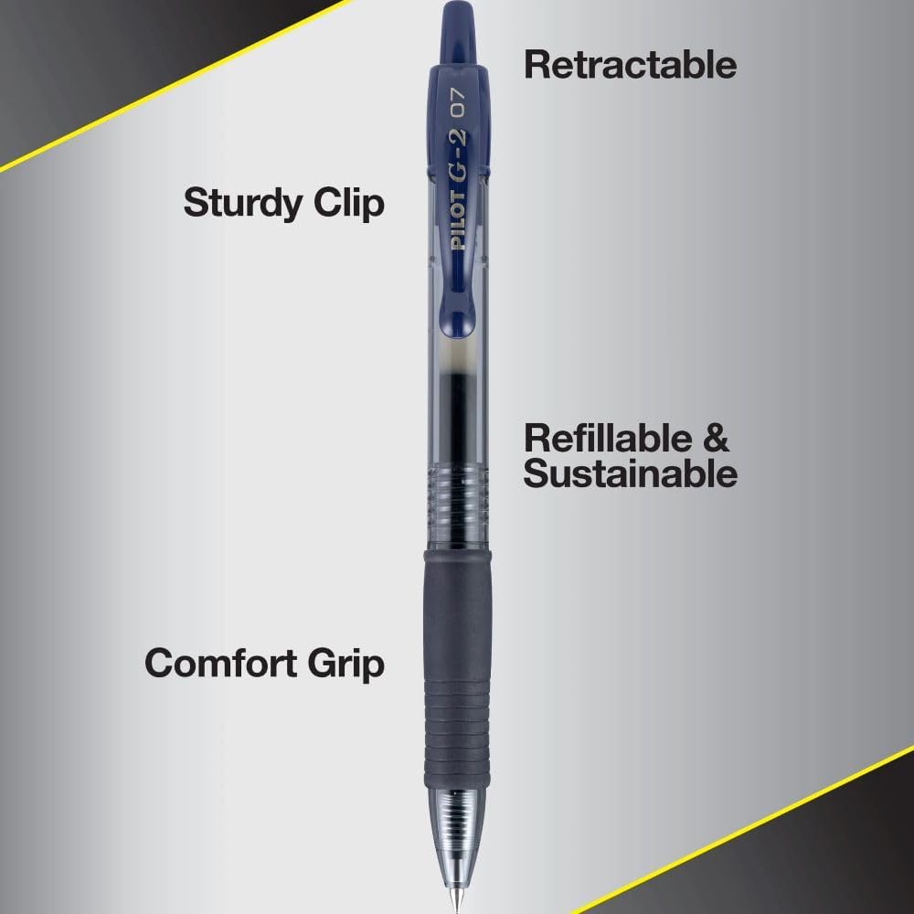 Pilot G2 Gel Pens 0.7mm – Black, 12 Pack