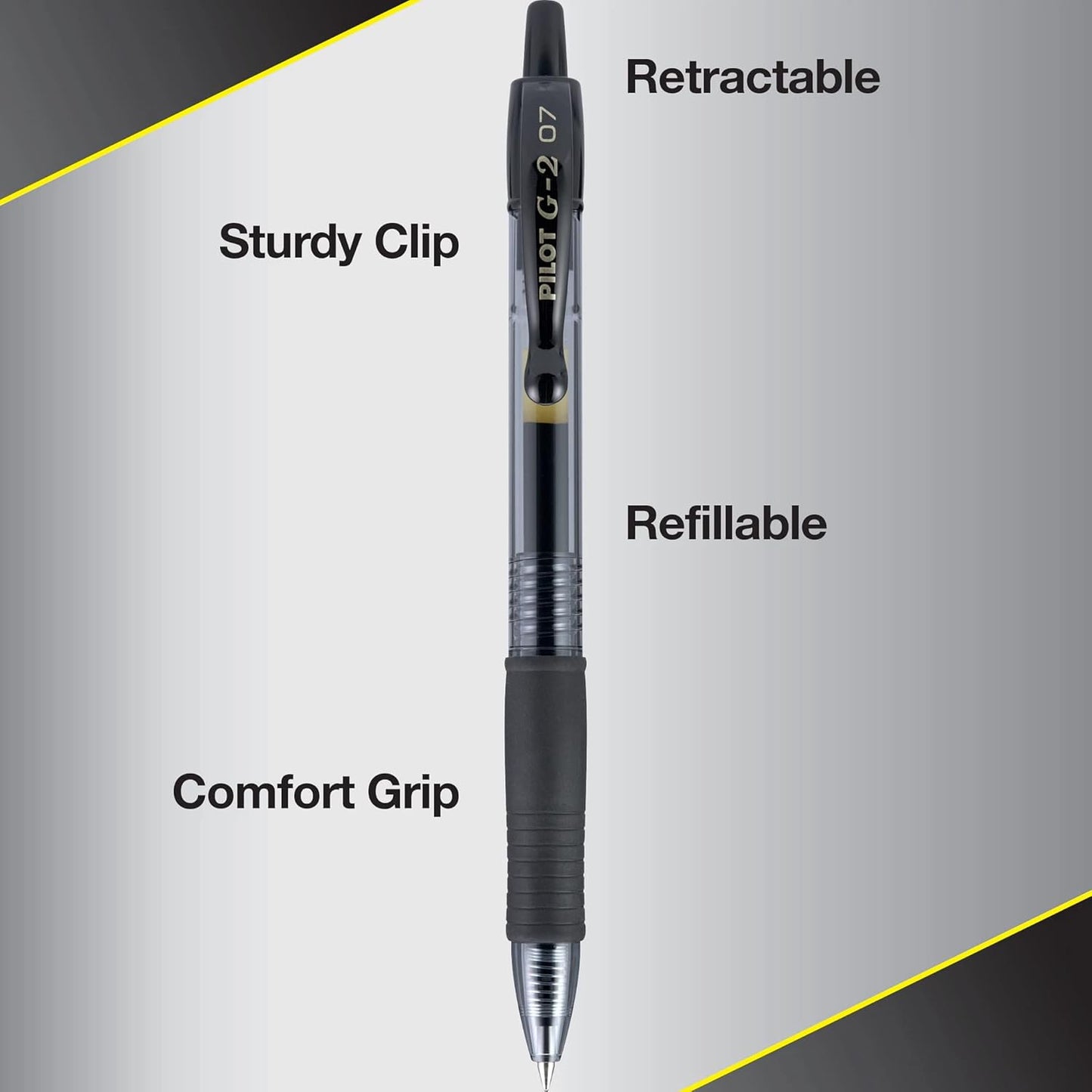 Pilot G2 Gel Pens 0.7mm – Black, 12 Pack