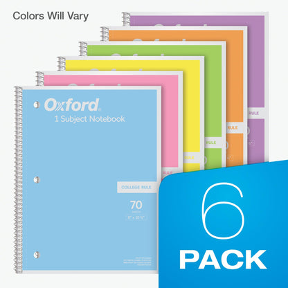 Oxford 6-Pack Spiral Notebooks – Pastel