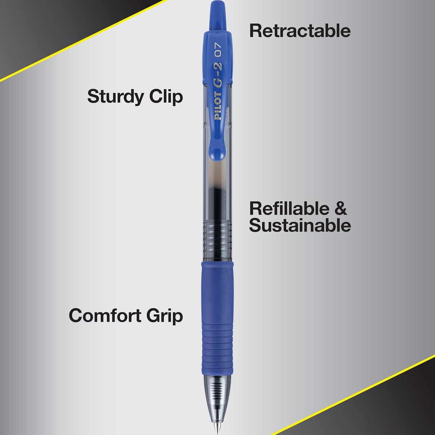 Pilot G2 Gel Pens 0.7mm – Black, 12 Pack