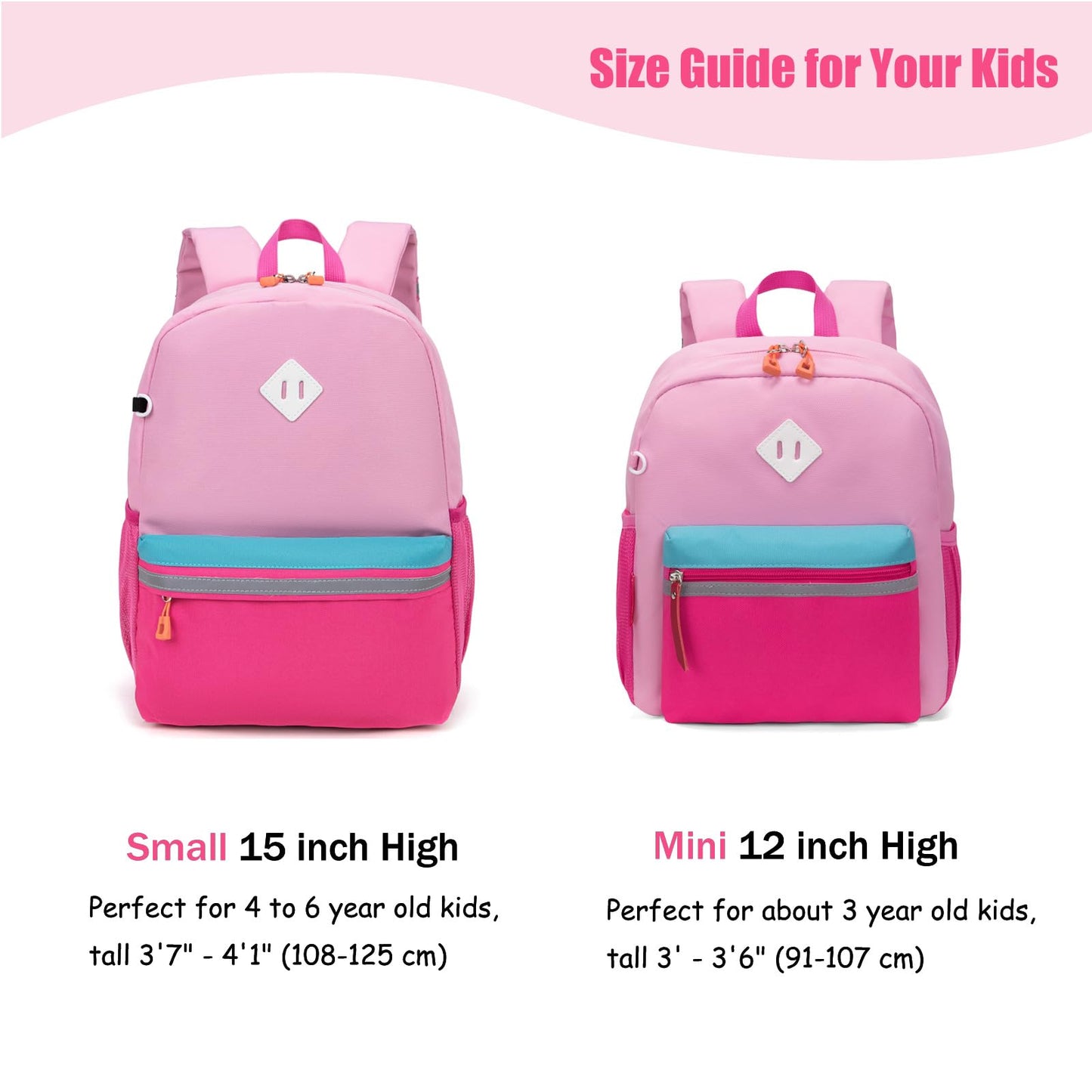 HawLander Kids Backpack Pink 15"