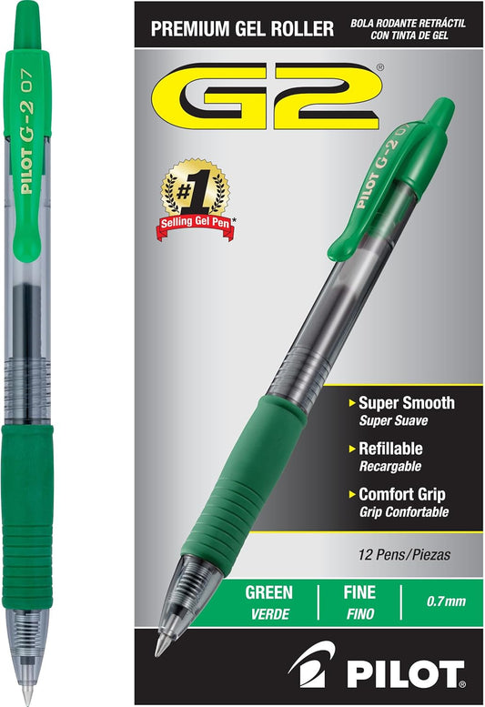 Pilot G2 Gel Pens 0.7mm – Black, 12 Pack