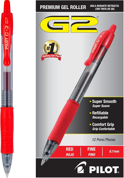 Pilot G2 Gel Pens 0.7mm – Black, 12 Pack