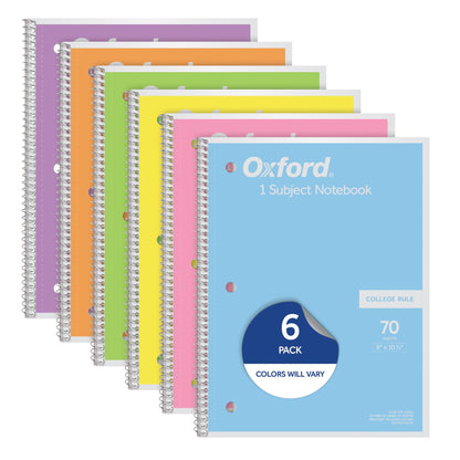 Oxford 6-Pack Spiral Notebooks – Pastel