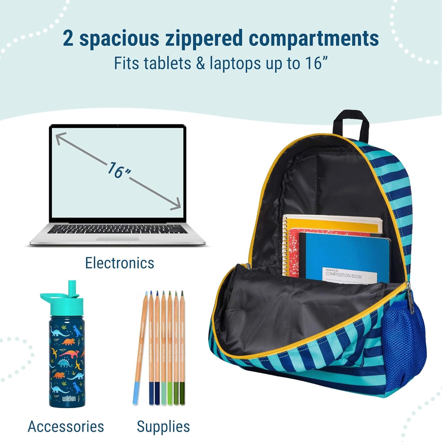 Wildkin Kids Backpack – Blue Stripes