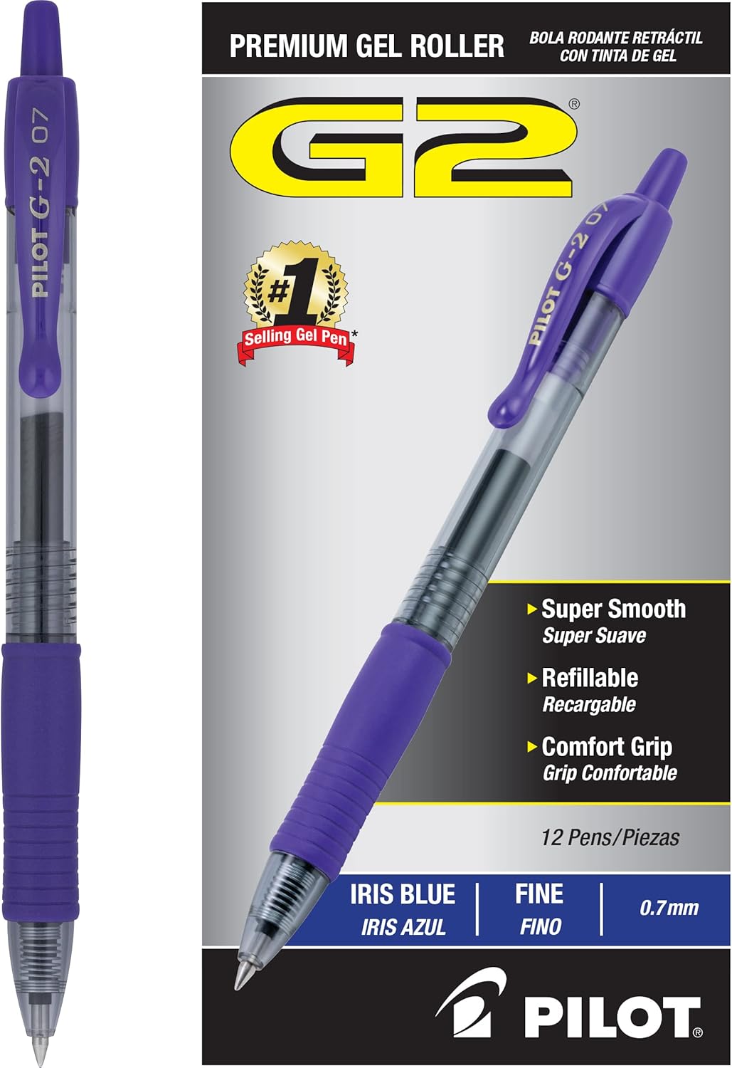 Pilot G2 Gel Pens 0.7mm – Black, 12 Pack