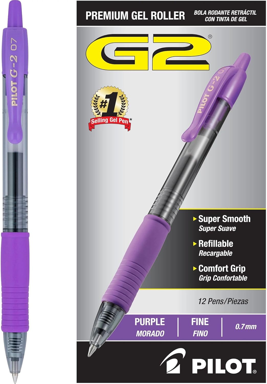 Pilot G2 Gel Pens 0.7mm – Black, 12 Pack