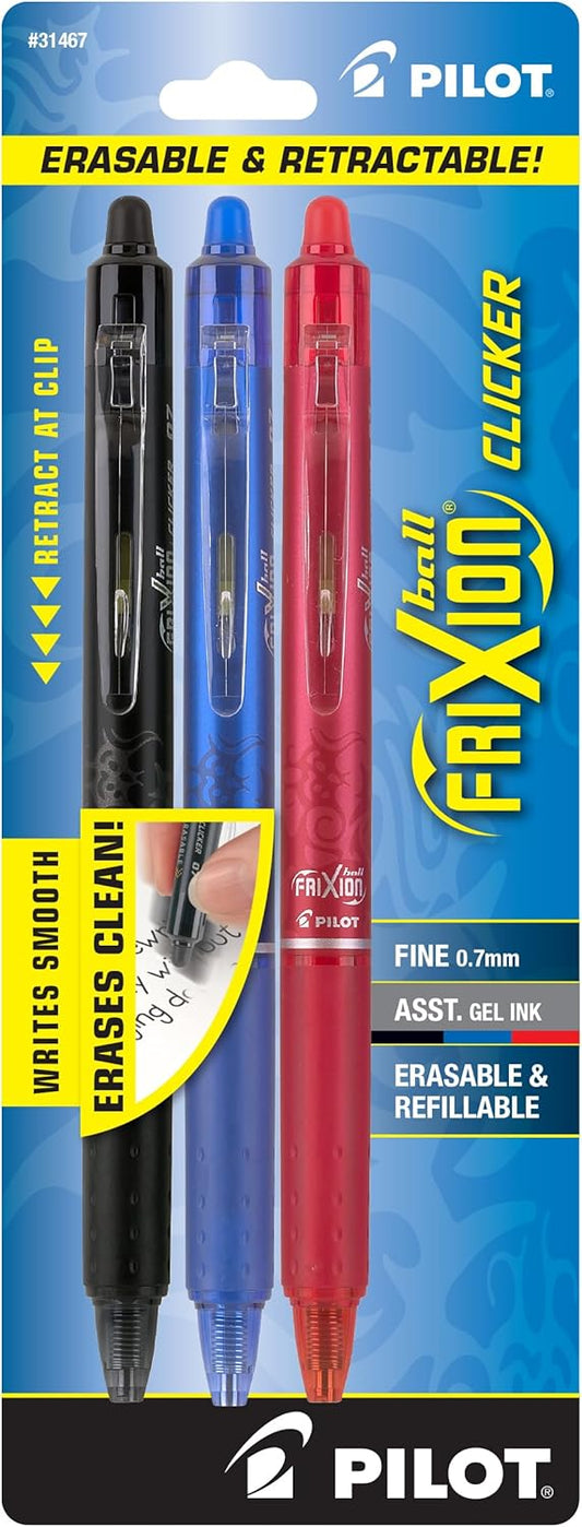 Pilot FriXion Clicker Gel Pens – 3 Pack