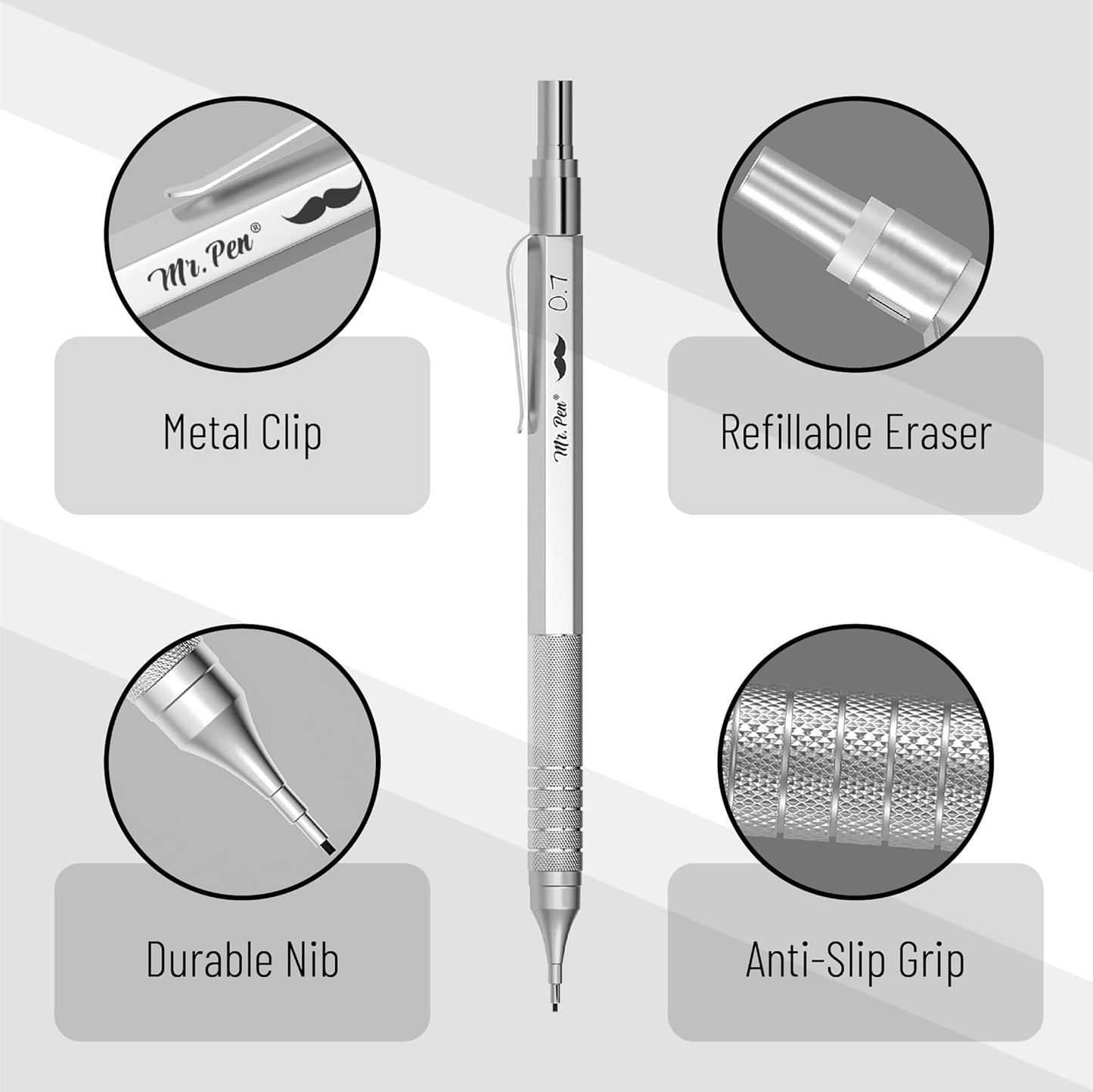 Mr. Pen Metal Mechanical Pencil Set 0.5 & 0.7mm
