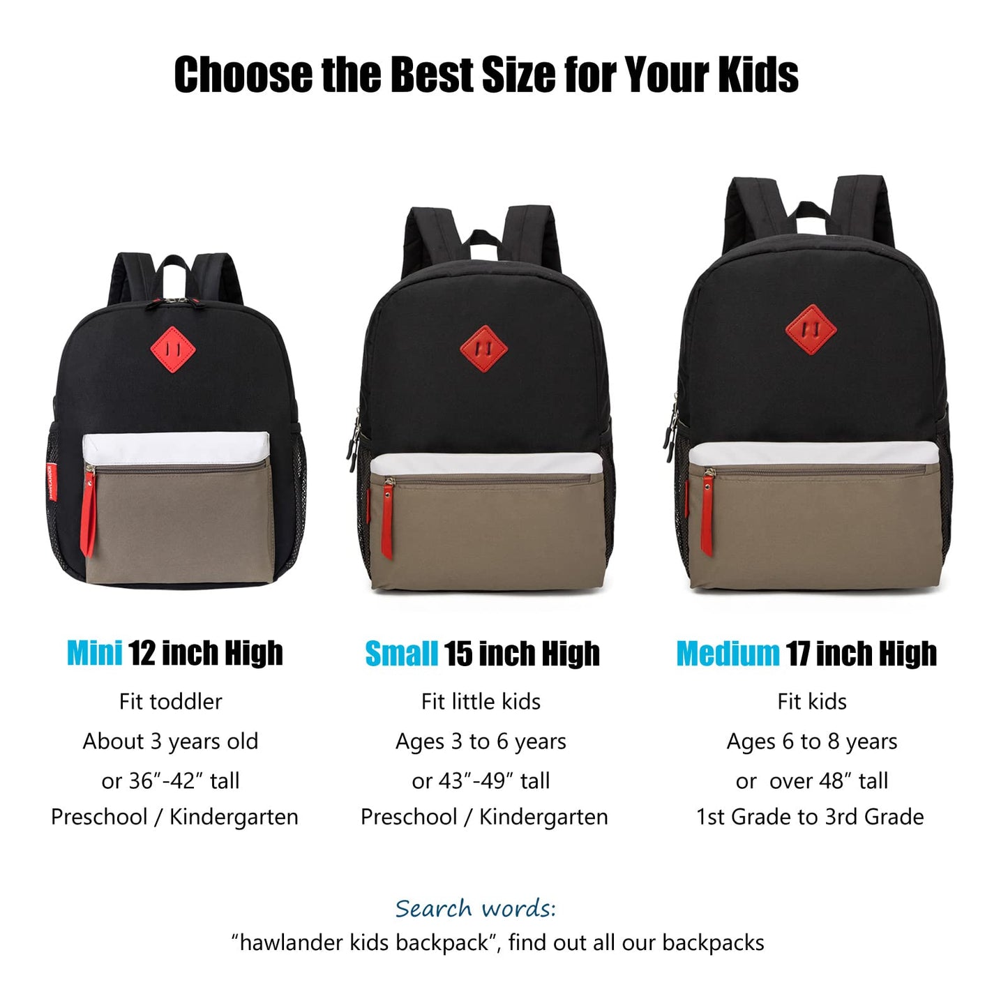 HawLander Kids Backpack Pink 15"