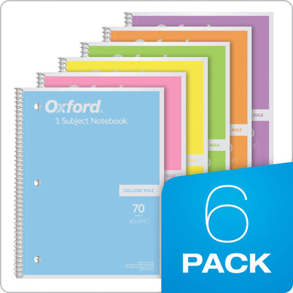 Oxford 6-Pack Spiral Notebooks – Pastel