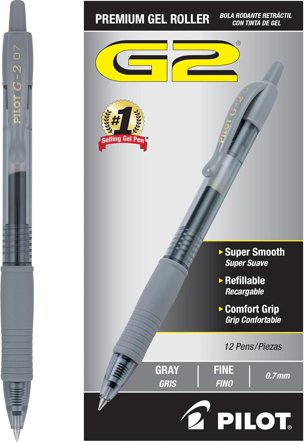 Pilot G2 Gel Pens 0.7mm – Black, 12 Pack