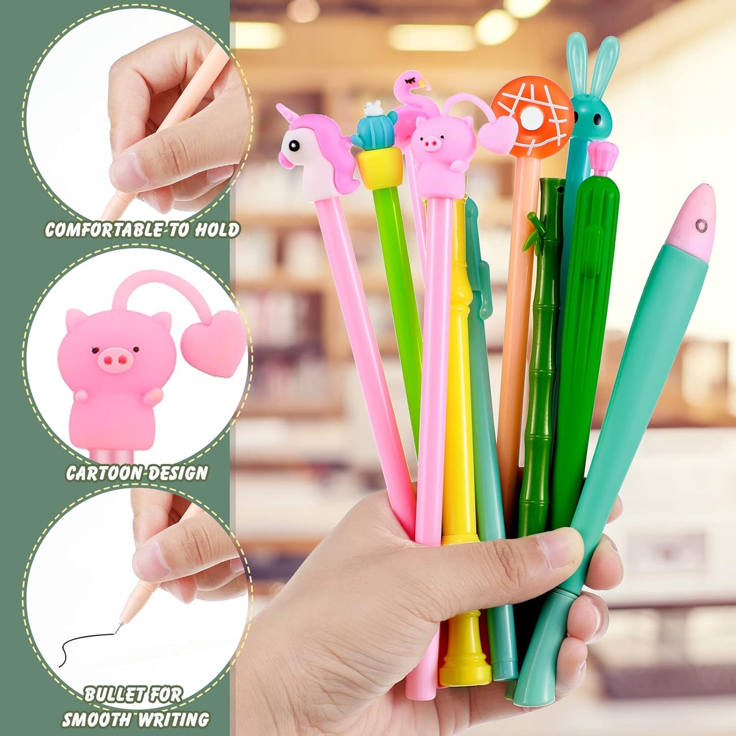 Chuangdi 15-Pc Cute Cartoon Gel Pens