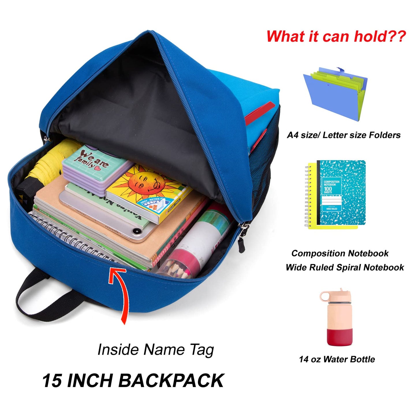 HawLander Kids Backpack Pink 15"