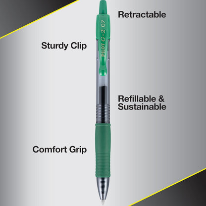 Pilot G2 Gel Pens 0.7mm – Black, 12 Pack