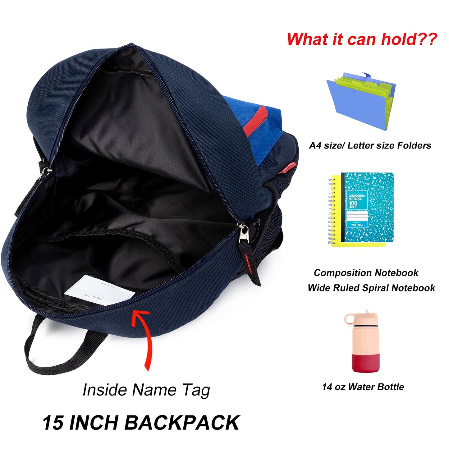 HawLander Kids Backpack Pink 15"