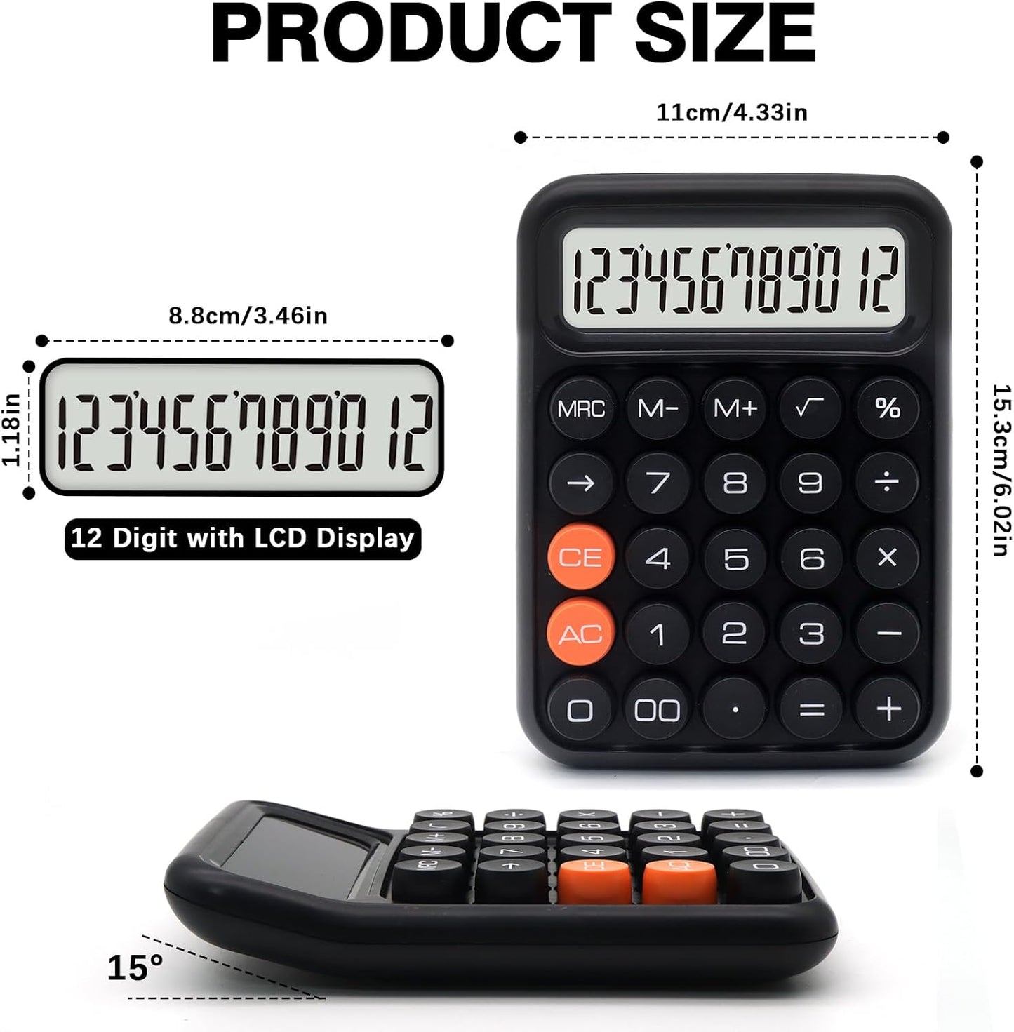 UPIHO Black 12-Digit Calculator