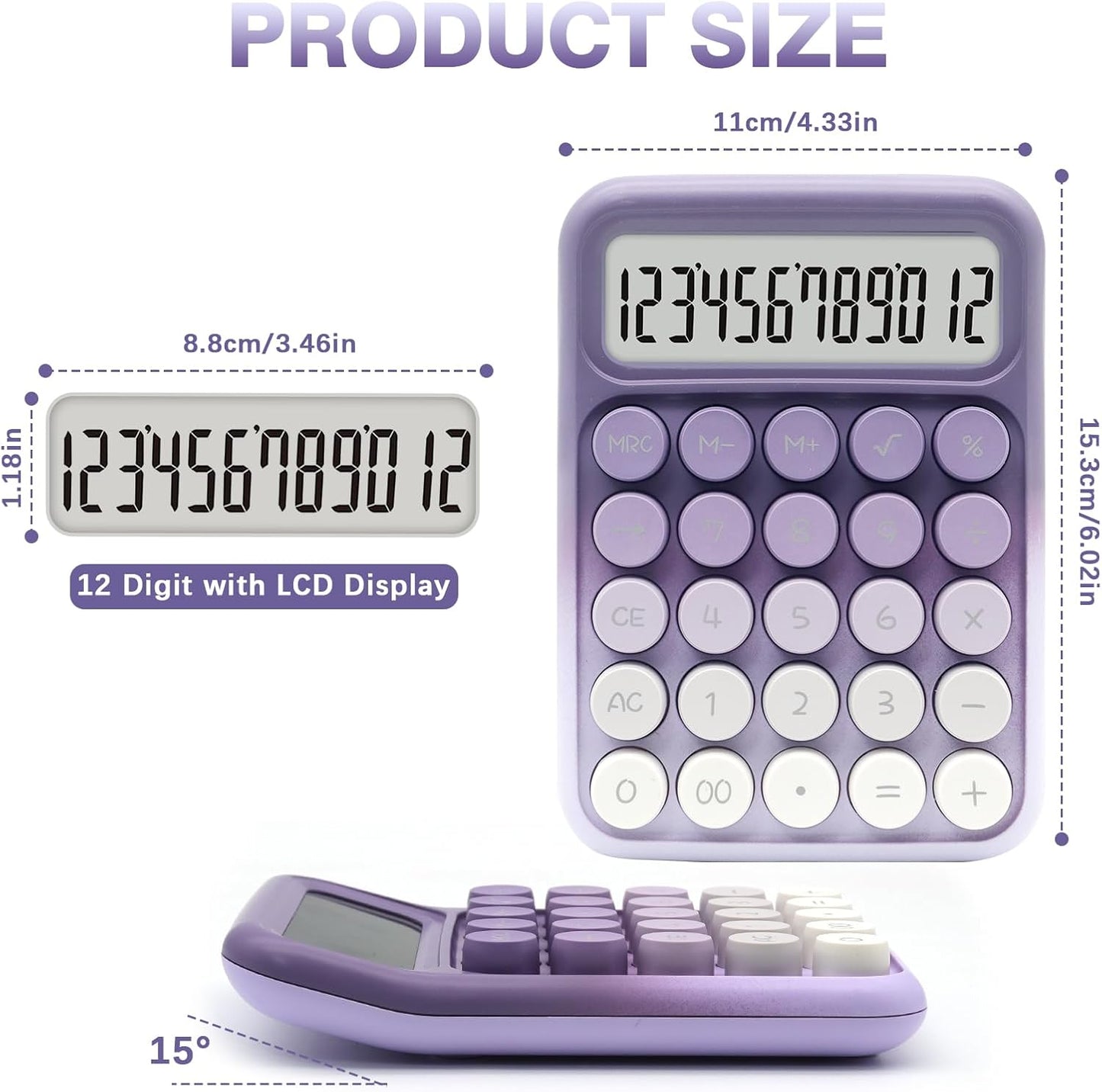 UPIHO Black 12-Digit Calculator