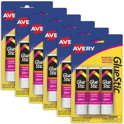Avery White Glue Stick 3-Pack