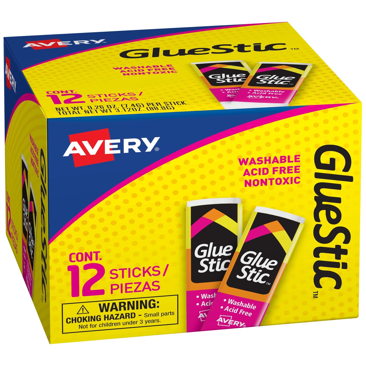 Avery White Glue Stick 3-Pack