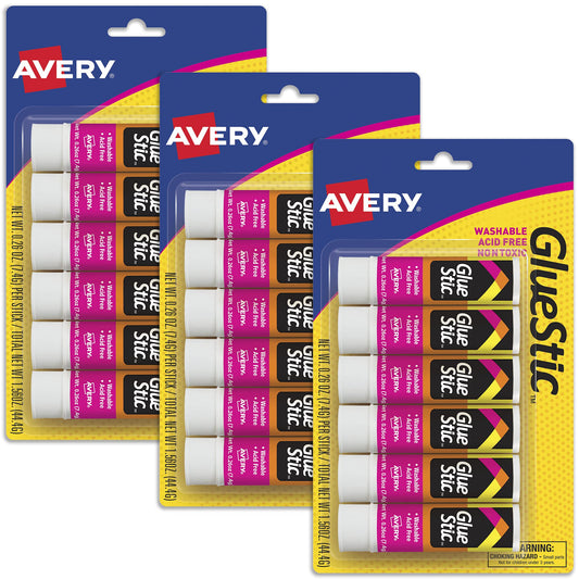 Avery White Glue Stick 3-Pack